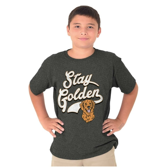 Stay Golden Doodle Cute Adorable Dog Crewneck T Shirts Boy Girl Teen Brisco Brands L
