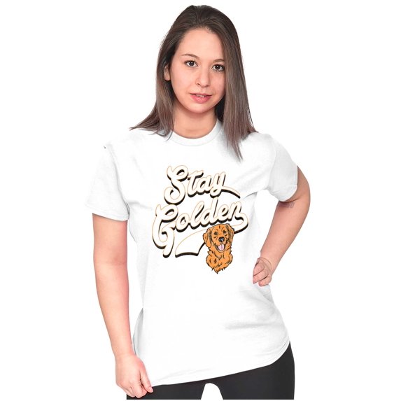 Stay Golden Doodle Cute Adorable Dog Womens Slim Fit Graphic Tee Brisco Brands M