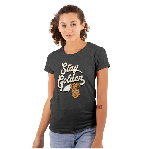 Stay Golden Doodle Cute Adorable Dog Womens Slim Fit Graphic Tee Brisco Brands S