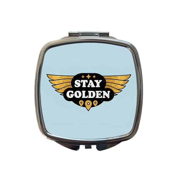 Stay Golden Funny Travel Makeup Handbag Purse Small Pocket Compact Mirror