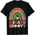 thumbnail image 1 of Stay Groovy 60s Outfit 70s Theme Costume Cute Rainbow Hippie T-Shirt, 1 of 5