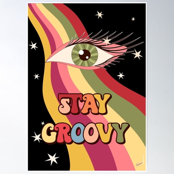 Stay Groovy | Hippie Art | Hippie Art | Boho Psychedelic Design Poster Wall Art, Modern Wall Decor, 8x12 UNFRAMED
