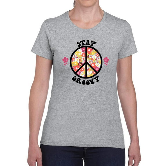 Stay Groovy Quote Shaped T-Shirt Women -Image by Shutterstock, Female Medium