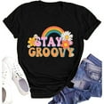 thumbnail image 1 of Stay Groovy Shirt for Womens Floral Graphic Retro Shirts Hippie 70s Tee Summer Tee Tops, 1 of 7