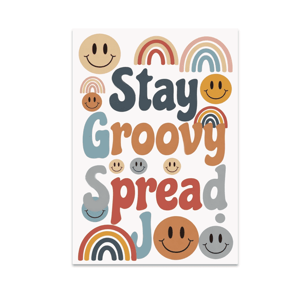 Stay Groovy Spread Joy Poster Print - Retro Aesthetic Lovers - 13x19 Poster Print