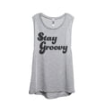 thumbnail image 1 of Stay Groovy Women's Fashion Sleeveless Muscle Tank Top Tee Sport Grey Large, 1 of 4