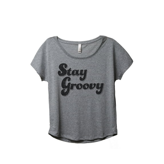Stay Groovy Women's Fashion Slouchy Dolman T-Shirt Tee Heather Grey Small