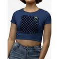 thumbnail image 1 of Stay Happy Checkered Graphic Tee Crop Tee Women's, 1 of 4