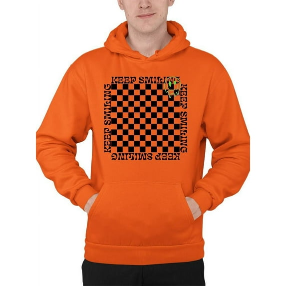 Stay Happy Checkered Graphic Tee Hoodie Men's