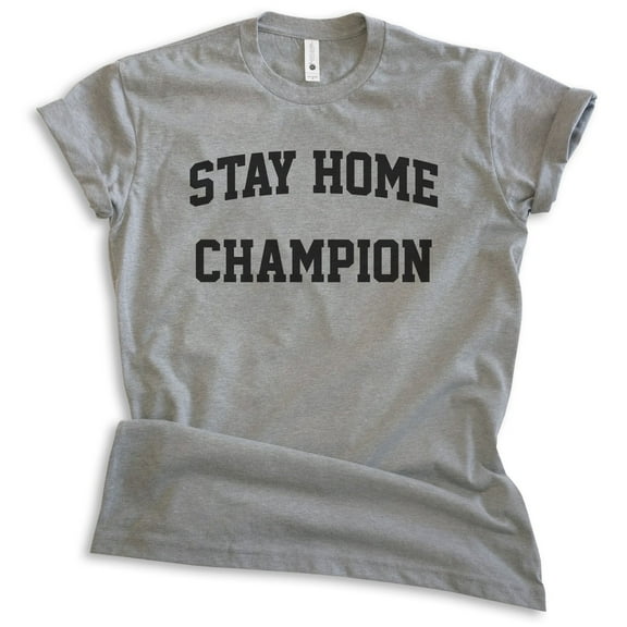 Stay Home Champion Shirt, Unisex Women's Men's Shirt, Introvert Shirt, Indoorsy Shirt, Introverted Shirt, Dark Heather Gray, Medium