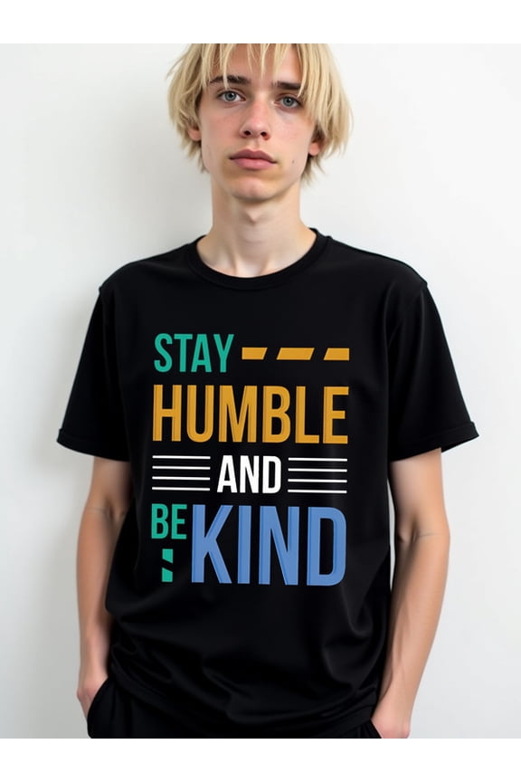 Stay Humble & Be Kind Tee Men's Crew neck T-shirts black casual graphic Spring and summer outdoor loungewear Vintage Unisex Shirt Graphic Tee tshirts