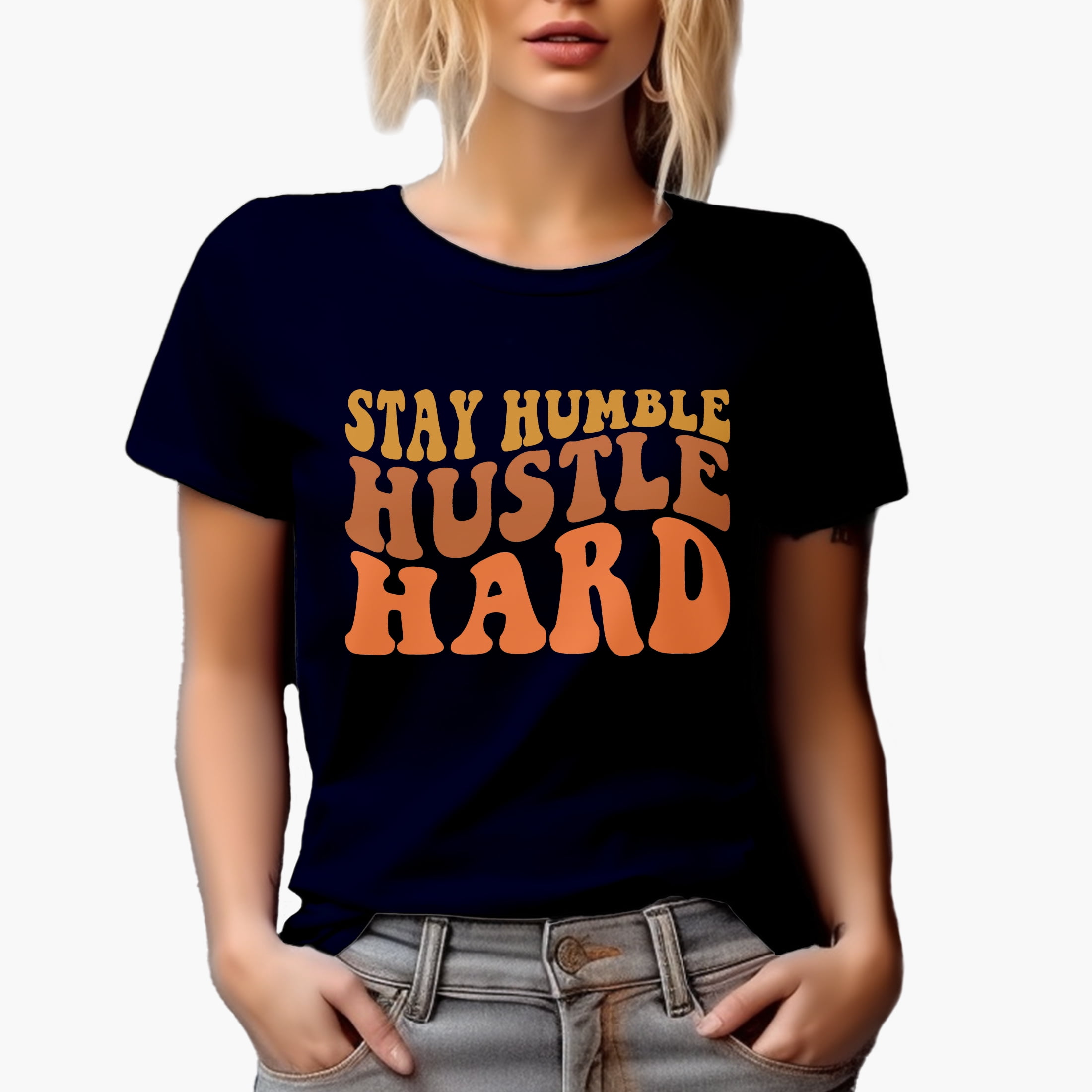 Stay Humble, Hustle Hard, Quote About Staying in Humility & Working Hard, Groovy Retro Wavy Text