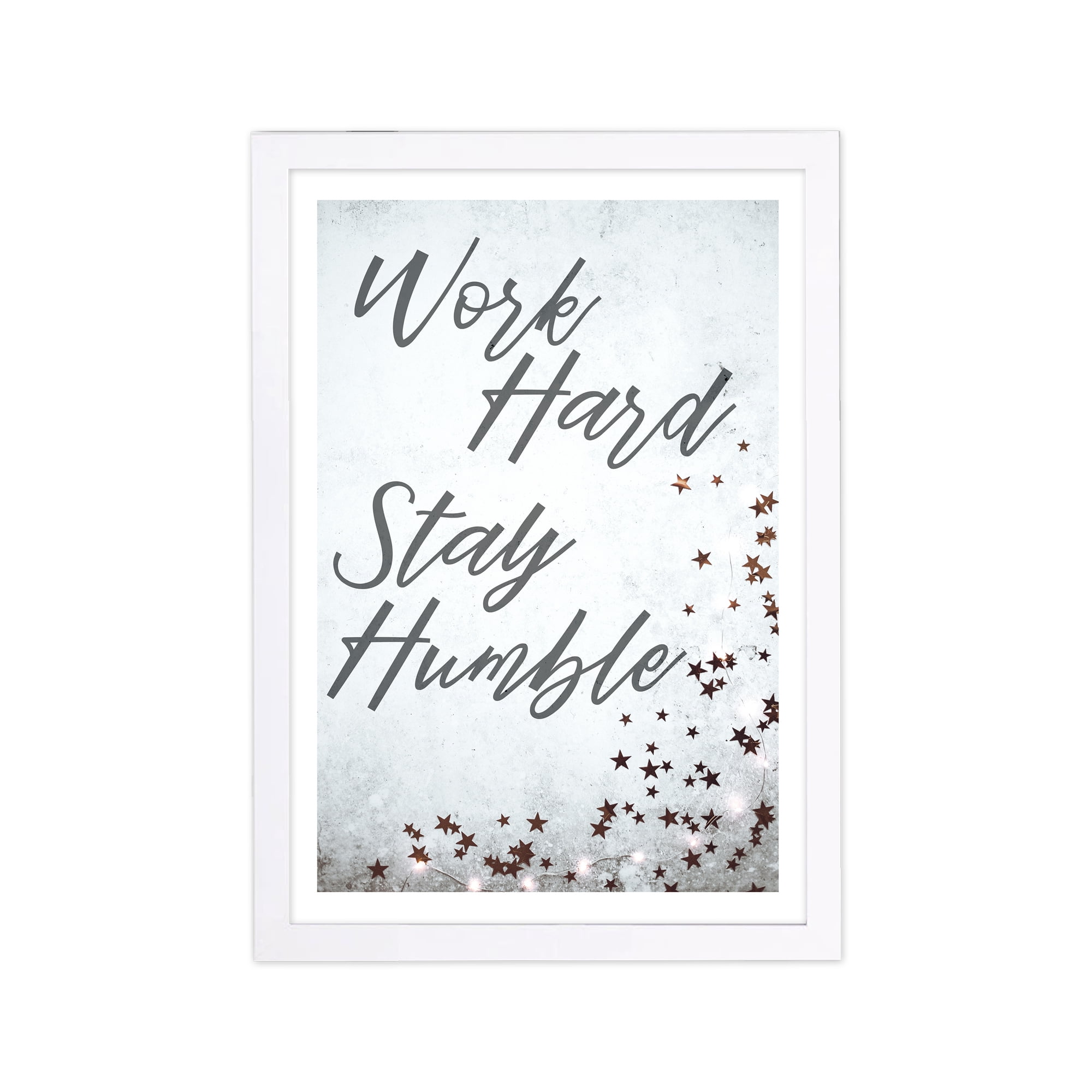 Stay Humble Inspirational Quotes and Sayings 13 in x 19 in Framed Painting Art Prints, by Wynwood Studio