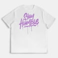thumbnail image 1 of Stay Humble T-shirts for Mens Unique Purple Drip Graphic Tees Short Sleeve Tops White,2XL, 1 of 5