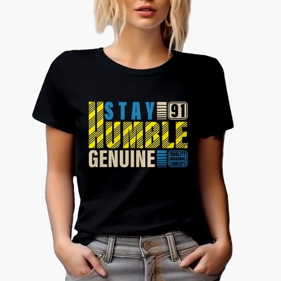 Stay Humble Typography, Black T-Shirt, Small