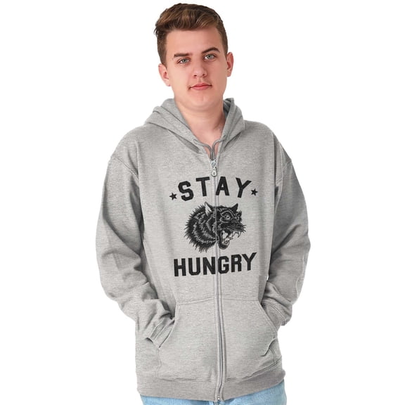 Stay Hungry Foodie Tiger Wolf Workout Unisex Fleece Graphic Zip Up Hoodie Brisco Brands 5X