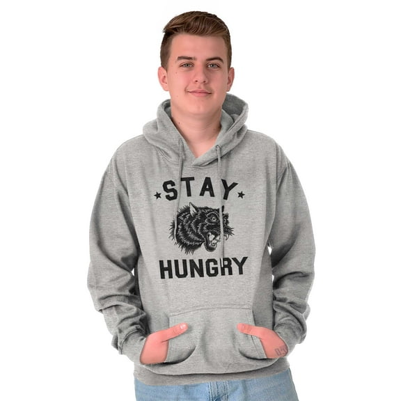 Stay Hungry Foodie Tiger Wolf Workout Unisex Plus Fleece Graphic Hoodie Brisco Brands 3X