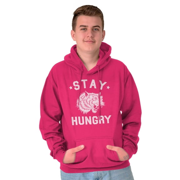 Stay Hungry Foodie Tiger Wolf Workout Unisex Plus Fleece Graphic Hoodie Brisco Brands 3X