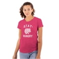 thumbnail image 1 of Stay Hungry Foodie Tiger Wolf Workout Womens Slim Fit Graphic Tee Brisco Brands S, 1 of 5