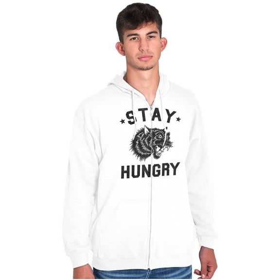 Stay Hungry Foodie Tiger Wolf Workout Zip Up Hoodie Men's Women's Brisco Brands L