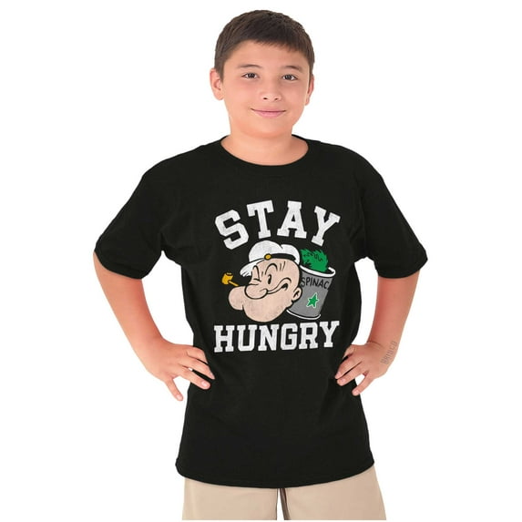 Stay Hungry Popeye The Sailor Man Crewneck T Shirts Boy Girl Teen Brisco Brands XS