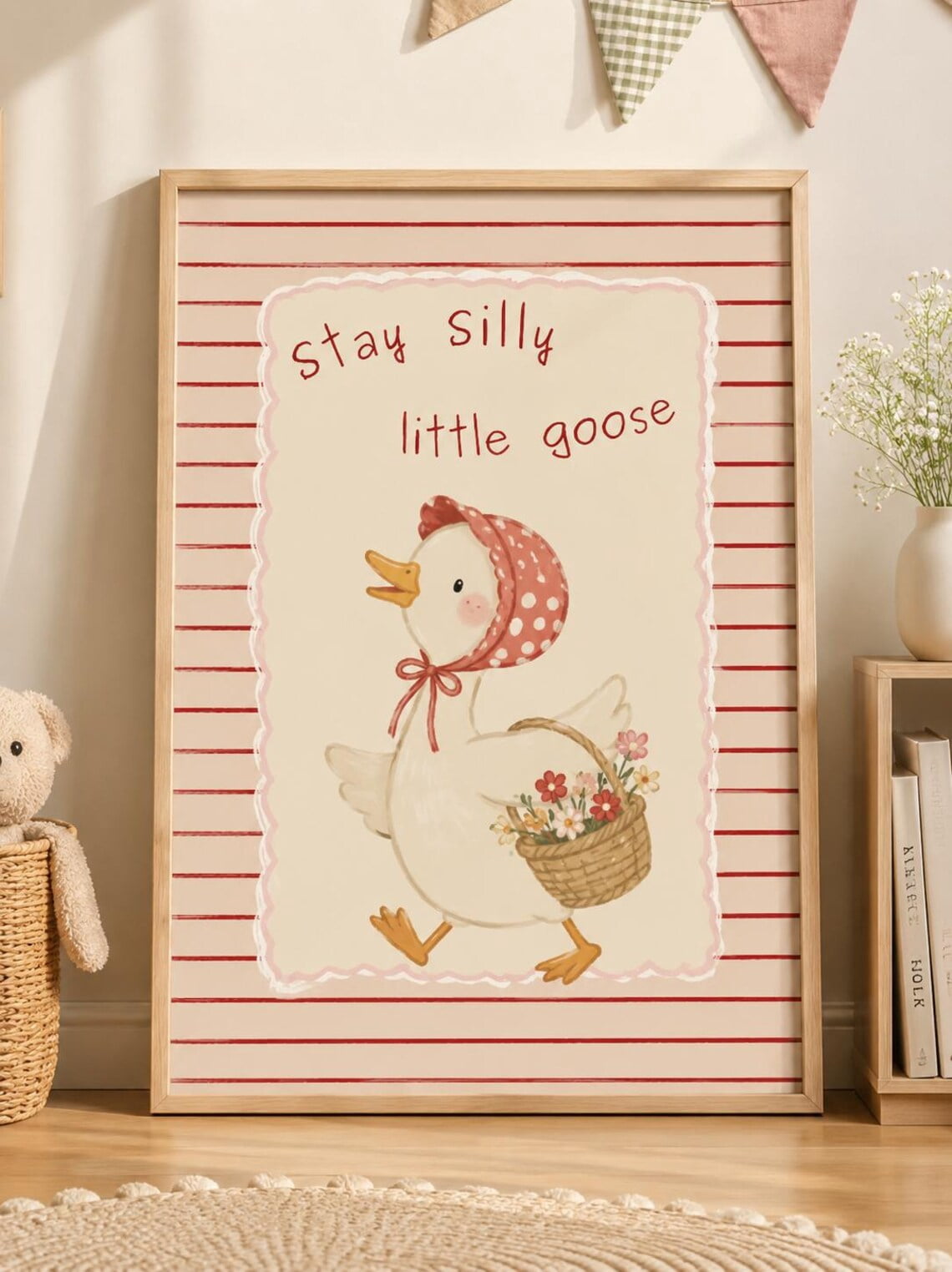 Stay Little Goose Wall Art Print, Cute Pastel Farm Animal Nursery Decor ...