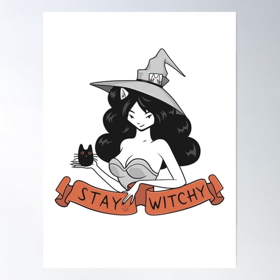 Stay Mad Like Witchy Cat Poster Wall Art, Modern Wall Decor For Living Room Bedroom, 24x36 UNFRAMED