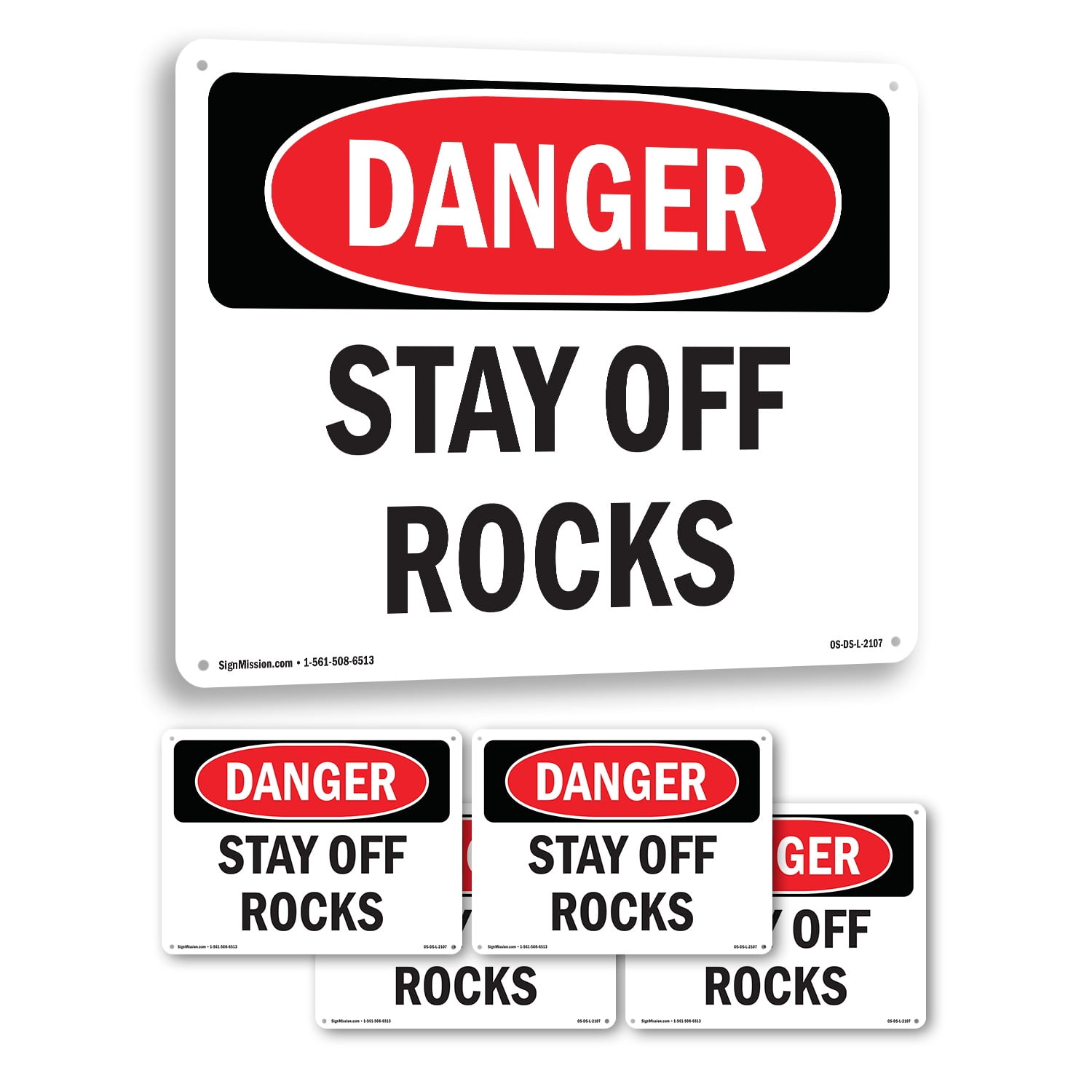Stay Off Rocks OSHA Danger Rigid Plastic Sign 24 Inch x 18 Inch - 5 ...