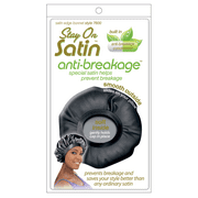 Stay On Satin Anti-Breakage Style 7600 Satin Edge Bonnet with Built in Hair Conditioner, Black, 1 Count