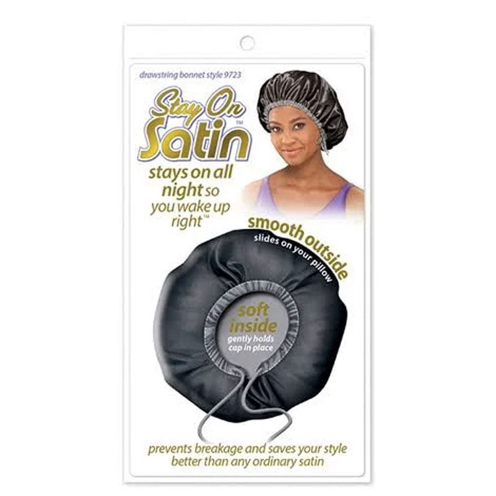 Stay On Satin Drawstring Hair Bonnet, Style 9723, Black - Walmart.com