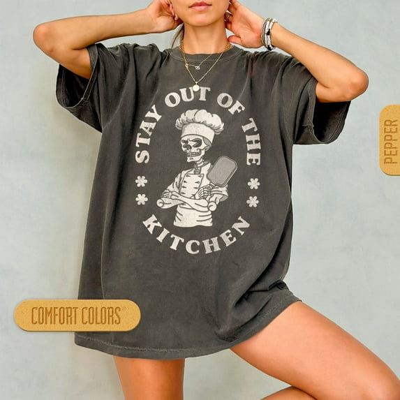 Stay Out Of The Kitchen, Pickleball Shirt, Pickleballer Tshirt, Pickle Ball Gift, Funny Pickleball Tshirt, Skeleton Tee