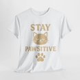 thumbnail image 1 of Stay Pawsitive Cat Lover Tee, Unisex Heavy Cotton Tee, Gift for Cat Owners, Cute Cat Apparel, Animal Lover T-Shirt, Pet Parent Gift, 1 of 5