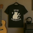 thumbnail image 1 of Stay Pawsitive Cat Shirt, Funny Cat Tee, Cute Cat Lover Gift, Punny Animal Shirt, Pet Humor Gifts Tee, Cat Mom Shirt, Positive Vibes T-Shirt, 1 of 5