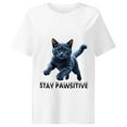 thumbnail image 1 of Stay Pawsitive Cat T-Shirt: Unisex Organic Cotton Tee, Positive Vibes Gift, 1 of 5