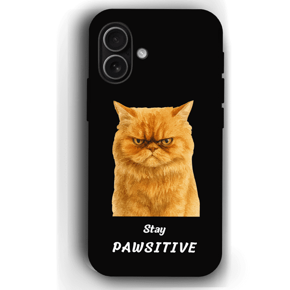 Stay Pawsitive Custom Pet Phone Case for iPhone 17 by YingMart – Personalized Animal Portrait, Protective Cover, for Pet Lovers. (Black, iPhone17, Style1)