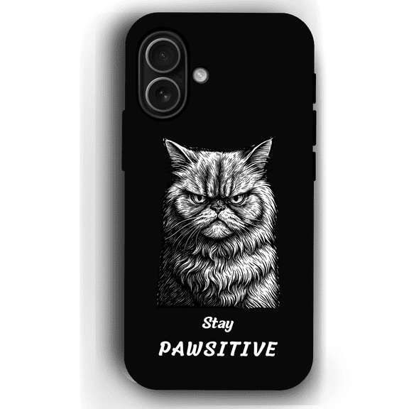 Stay Pawsitive Custom Pet Phone Case for iPhone 17 by YingMart – Personalized Animal Portrait, Protective Cover, for Pet Lovers. (Black, iPhone17, Style5)