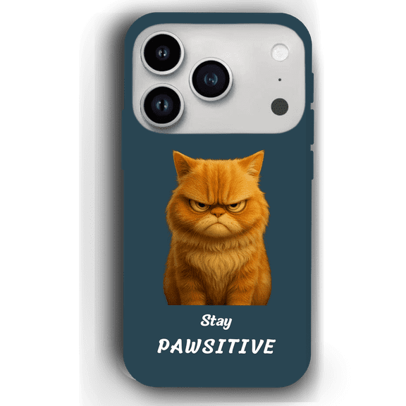 Stay Pawsitive Custom Pet Phone Case for iPhone 17 - YingMart Personalized Animal Portrait, Protective Cover, for Pet Lovers. (DeepBlue, iPhone17ProMax, Style4)
