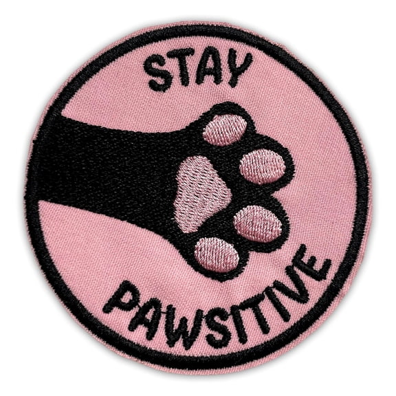 Stay Pawsitive Patch Funny Positive Dog Paw, Pet Lover, Animal Cute Iron On Sew On Embroidery Fabric Applique Morale Patches For Backpack Vest Hat Dog Harness, Military Tactical Gifts Mom Dad