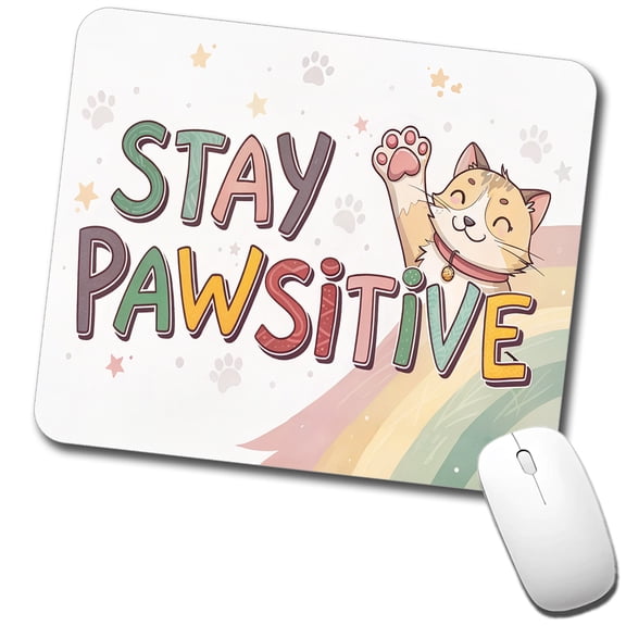 Stay Pawsitive Positive Cat Inspirational Funny Mouse Pad Low Profile Gaming Mat