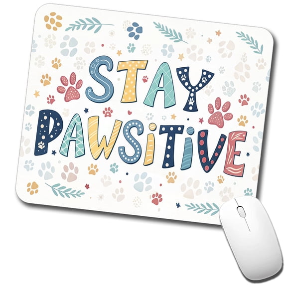 Stay Pawsitive Positive Cute Colorful Mouse Pad Low Profile Gaming Mat