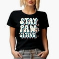 thumbnail image 1 of Stay Pawsitive Pun, Groovy Text & Dog or Cat Paw Art Merch Gift, Black T-Shirt, Medium, 1 of 5