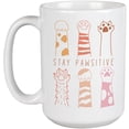thumbnail image 1 of Stay Pawsitive Pun with Different Cute Cat or Dog Paws Art Merch Gift, White 15oz Ceramic Mug, 1 of 5