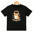 thumbnail image 1 of Stay Pawsome Cute Corgi Dog Girls Graphic Tee, Retro Puppy Love 100% Cotton Kids Short Sleeve T-Shirt 4-13Y, 1 of 5