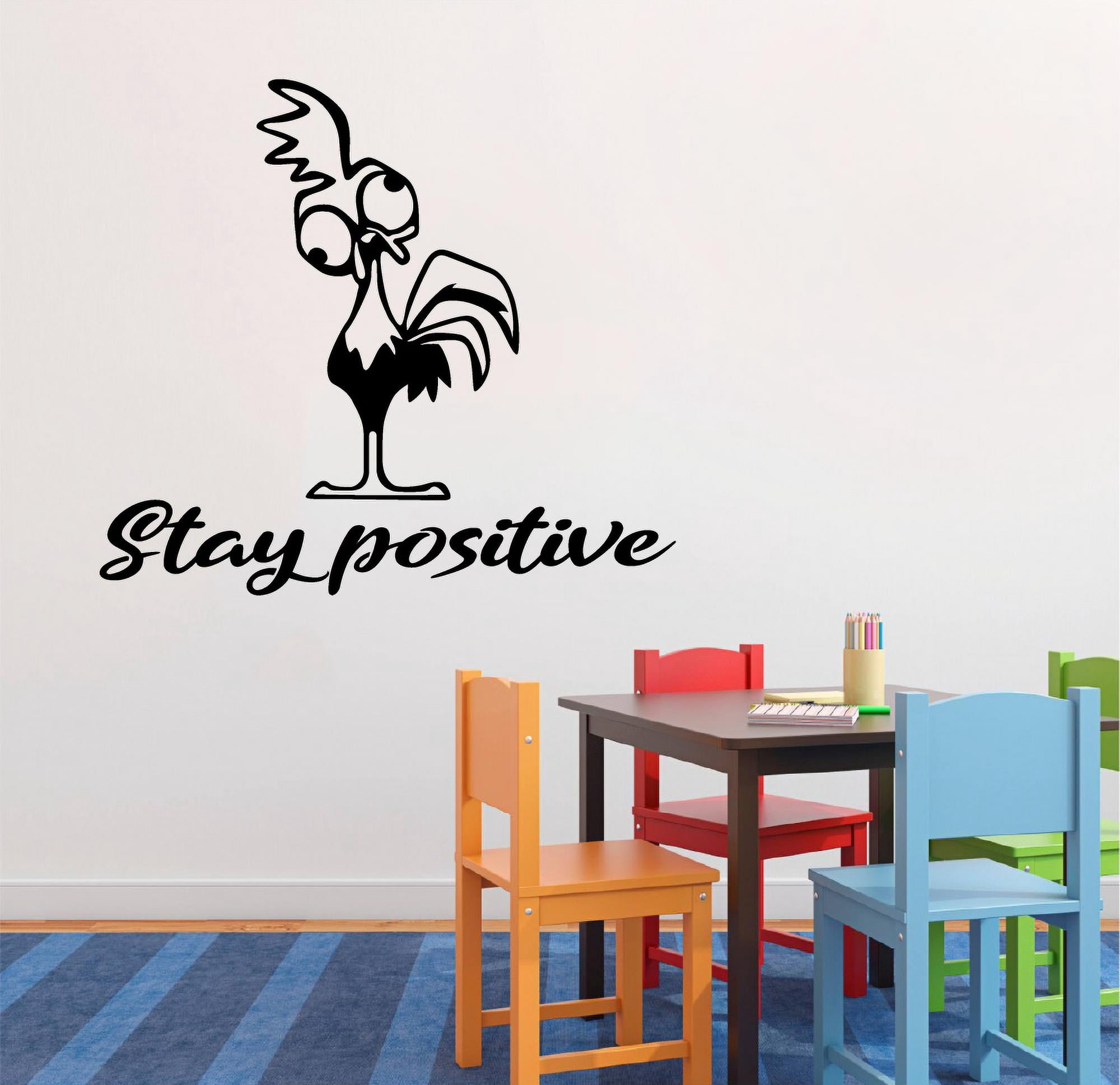 Stay Positive Cute Little Hei Hei Moana Disney Movie Character Silhouette Vinyl Wall Art Wall Sticker Wall Decal Home Kids Room Study Room Boys Girls Wall Décoration Design Wall Décor Size(22x30 inch)