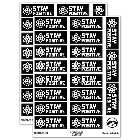 Stay Positive Science Atom Proton Teacher Student School Sticker Set - Black - Gloss Finish - 2.00" Large
