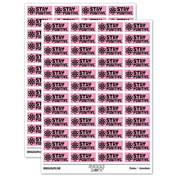 Stay Positive Science Atom Proton Teacher Student School Sticker Set - Light Pink - Gloss Finish - 1.25" Mini