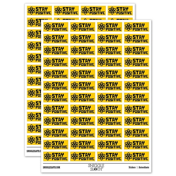Stay Positive Science Atom Proton Teacher Student School Sticker Set - Yellow - Gloss Finish - 1.25" Mini