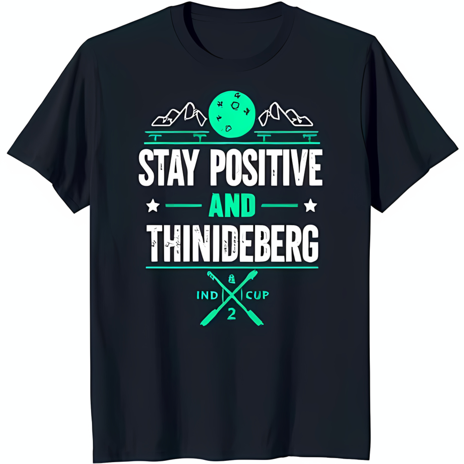 Stay Positive and Thinideberg Golf Course Graphic TShirt Blue