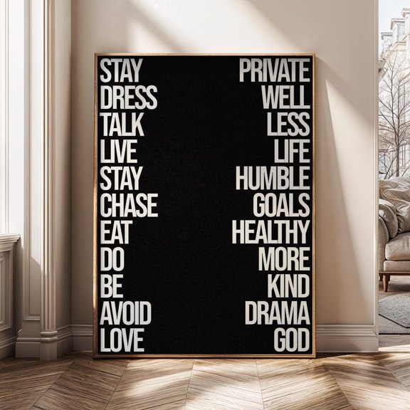 Stay Private Work Hard Motivational Hustle Mindset Typography Success Quote Poster