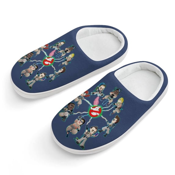 Stay-Puft Cartoon Ghostbusters Kid's Cotton Slippers Winter Warm Soft Plush Slippers with Rubber Sole Non-Slip Indoor Outdoor Slip on Shoes Fluffy House Slippers For Boys Girls Teen